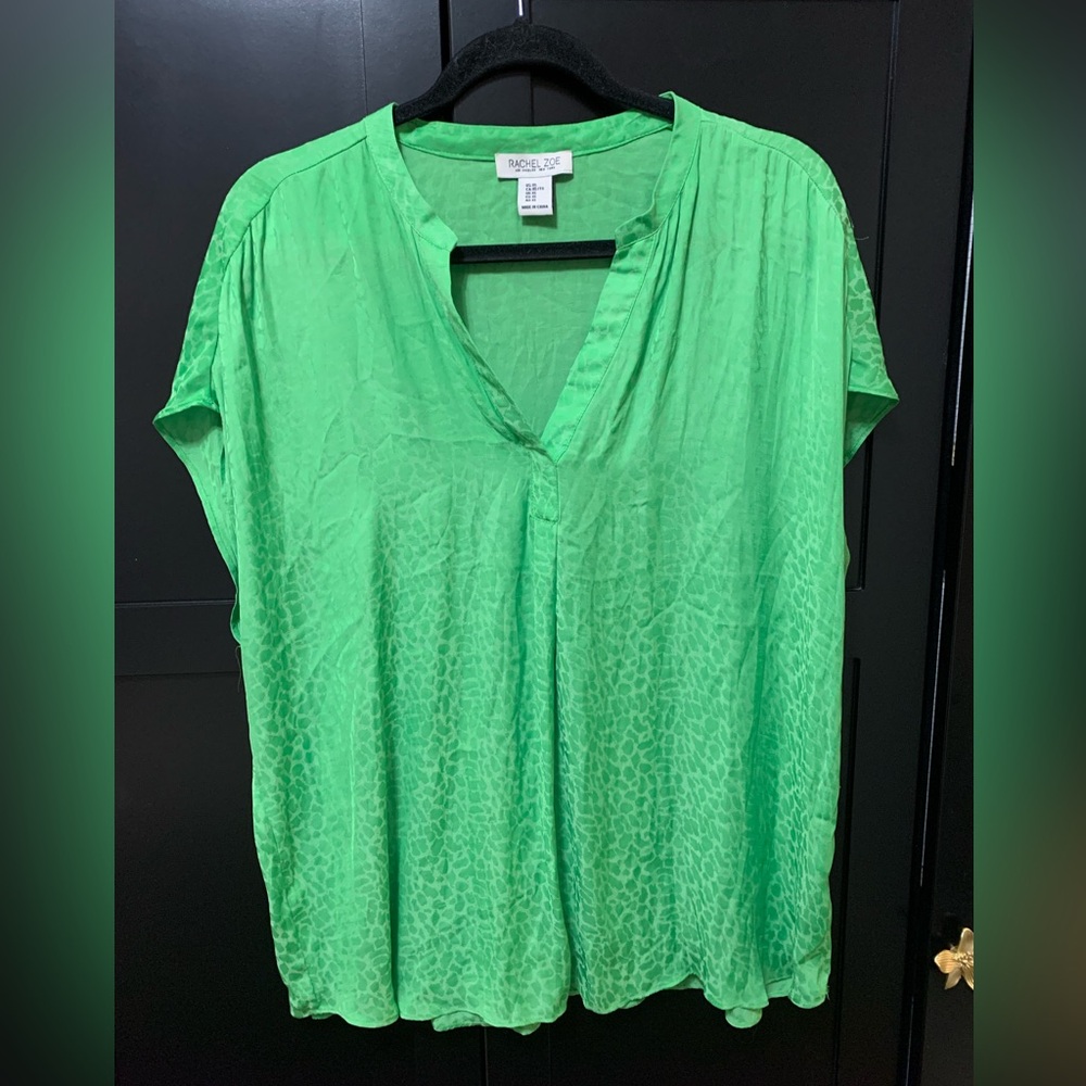 Rachel Zoe bold hued Green Blouse, XL, flirty, soft and luxe, chic, classic